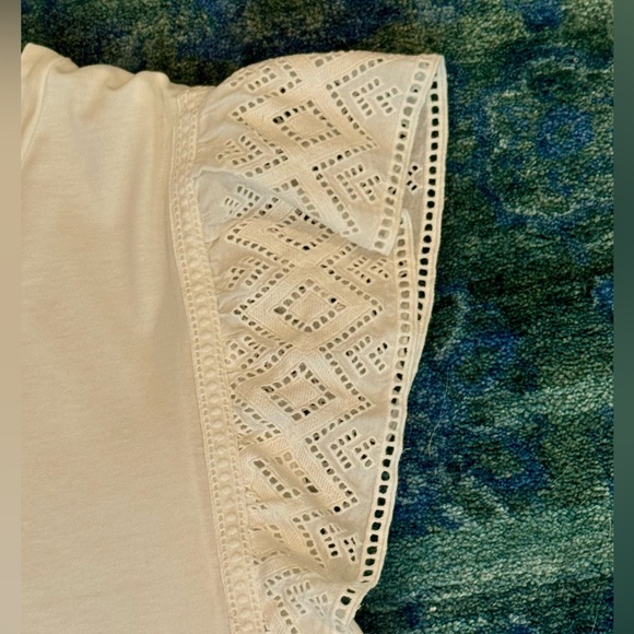 Banana Republic White Eyelet Coquette Romantic Ruffle Flutter Sleeve Top |  M - Picture 2 of 5
